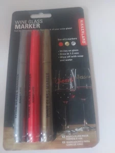 NEU Kikkerland 3er Set abwaschbare Weinglas Marker Silber Rot Gold - Bild 1 von 6