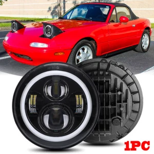 7" Round Halo Angel Eye LED Headlights For Mazda Miata 1990-1997 MX5 MX-5 Hi/Lo - Picture 1 of 16