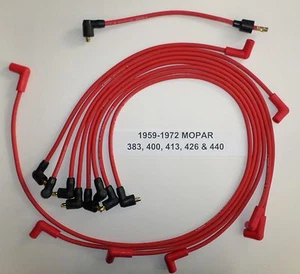 MOPAR 383 400 413 426 440 BIG BLOCK 1959-1972 RED Spark Plug Wires POINTS USA - Picture 1 of 1