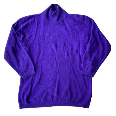 Suéter FENN WRIGHT & MANSON Talla XL Azul Púrpura Lana Angora Pelo Simulado Cuello Túnica Foto 1 de 4