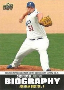 2010 Upper Deck Season Biography #SB71 Jonathan Broxton Los Angeles Dodgers