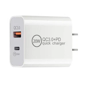 iPhone 12 USB to C 20W Ipad Fast Charger Type C Dual Port Plug Power Adapter - Picture 1 of 5