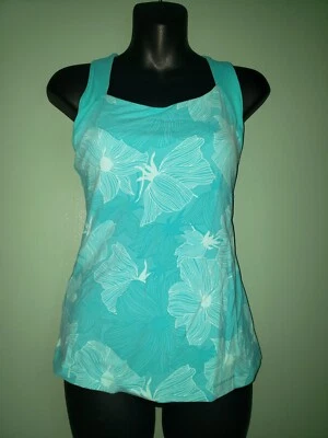 Sutiã regata atlética feminino lucy powermax azul floral prateleira elástica sem mangas p - Imagem 1 de 4