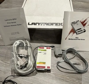 NEW Lantronix EPS1 Print Server w Box, Manual, Adapter, Tested, Ethernet NOS - Picture 1 of 13