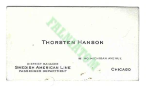 1936 Swedish American Line Chicago District Manager Business Card - Picture 1 of 1