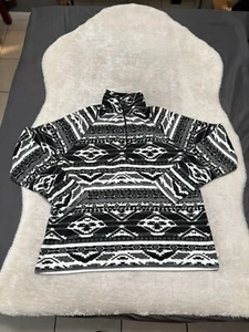 Eddie Bauer Damen 1/4 Zip Pullover Fleece Aztekenmuster weiß schwarz Größe XL - Bild 1 von 7