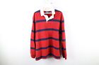 Vintage 90s Ralph Lauren Mens Large Faded Striped Collared Rugby Sweatshirt