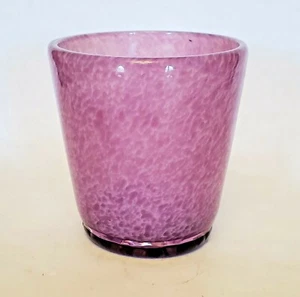 Schöner Votivkerzenhalter mundgeblasen Kunstglas hell lila meliertes Muster 4 Zoll - Bild 1 von 4