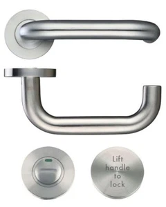 Lift To Lock Griff Behinderteneinrichtung WC Blinker Türdrücker Garnitur Stahl - Bild 1 von 3