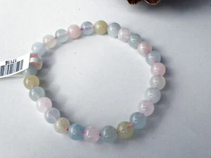 SCHMUCK-STCK ARMBAND Beryll HEILSTEIN Kugeln flexibel Aquamarin Morganit A - Bild 1 von 1