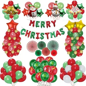Frohe Weihnachten Ballons Helium rot & grün Weihnachten Weihnachtsmann Geburtstag Party Dekor UK - Bild 1 von 28