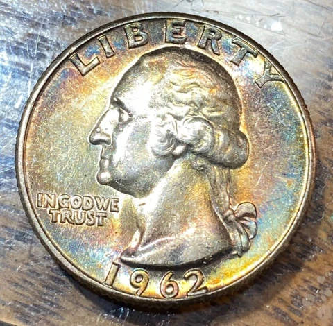 1962 Washington Quarter Original Choice BU Super Toning CHRC Cover