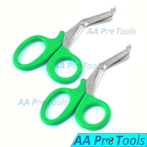 2 New Pairs 7 1/2" Emt Bandage Scissors Trauma Shears 7.5" Green Utility Bandage - Picture 1 of 3