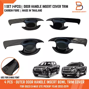 BLACK CARBON FIBER DOOR HANDLE COVER INSERT BOWL TRIM FIT ISUZU D-MAX DMAX 12-19 - Picture 1 of 8
