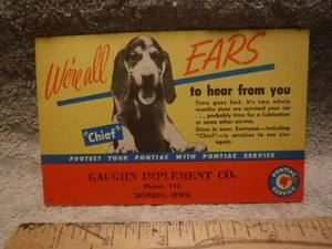 1949-54 Pontiac Service Reminder Post Card 'We're all ears' - Dog 'Chief' - Picture 1 of 1