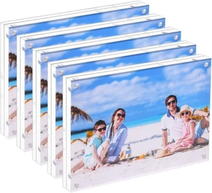 5 Pack Acrylic Picture Frame 5X7 Clear Double Sided Magnetic Picture Frameless D - Picture 1 of 12