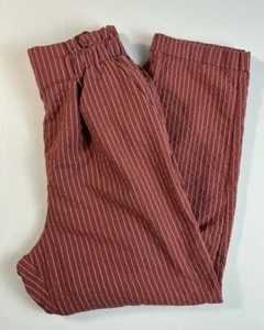 Sienna Sky Pants Womens Medium Red White Striped High Rise Beachy Boho Cuffed - Picture 1 of 11