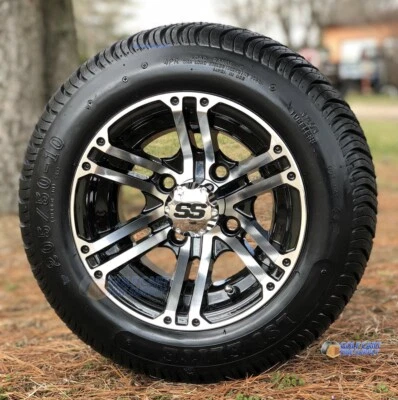 Rueda de carro de golf mecanizada Terminator de 10" y neumático de carro de golf DOT 205/50-10" - Juego de 4 Foto 1 de 4