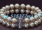 2 rows natural 9-10mm south sea round freshwater lavender pearl bracelet 7.5-8"