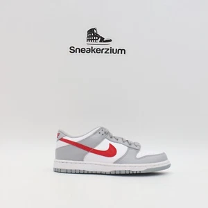 Nike Dunk Low White Wolf Grey University Red DV7149-001 GS Size 7Y New - Picture 1 of 9