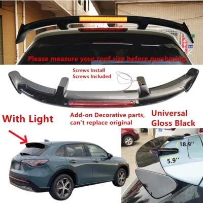 W/ Light Universal Fit For 2023-2025 Honda HR-V Rear Window Roof Spoiler Wing - Изображение 1 из 4