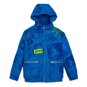 New Disney Store Mickey Mouse Raincoat Jacket Boy Hood Fleece Lined Blue many SZ - Picture 1 of 4