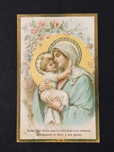 holy card chromolithography santino "VIRGIN MARY" PUBLICIDAD CHOCOLATE - Picture 1 of 2