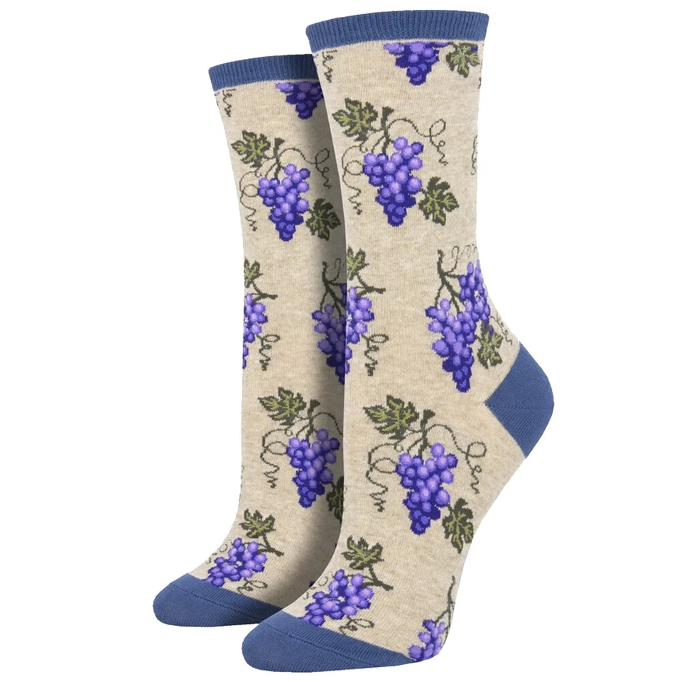 Women’s Socksmith One Fine Vine Grapes Socks in Oatmeal