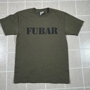 FUBAR T-Shirt Black on Fatigue Green Size Small Vintage Allstyle Tag - Picture 1 of 4