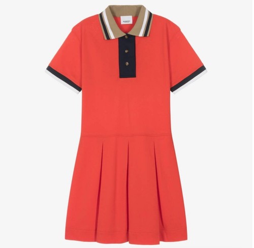 Polo Burberry bambina rosso cotone Varsity