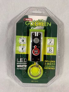 PerfPower Go Green LED Flashlight Keyring Black With Batteries
