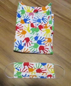 Fun Handprints Handmade White Cotton Scrub Top Size 2X  (Bust 44-46) - Picture 1 of 4