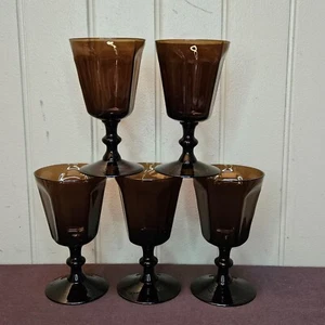 Lenox USA 5 Oz Footed Antique Brown Smokie 5” Water Wine Glass Goblets Lot of 5 - Picture 1 of 8
