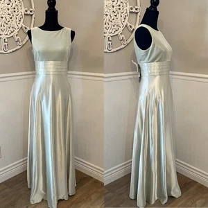 Vintage 90s Long Dress Formal Gown Velvet Satin Sleeveless Deep V Back Bow - Picture 1 of 15