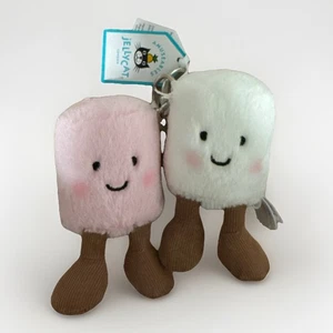 Neu mit Etikett Mini Jellycat Schlüsselanhänger Amuseables Paar Marshmallows Taschenanhänger pink weiß - Bild 1 von 2