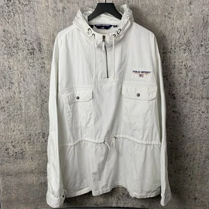 Vintage Polo Sport Ralph Lauren Jacket XXL White Logo Pullover Cinch Men’s - Picture 1 of 13