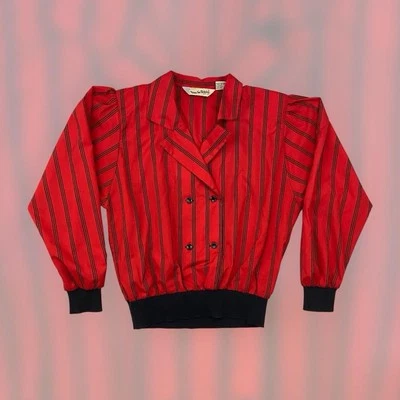 Blusa Camisa De Colección Años 70 80 Diane Von Furstenberg Rayas Para Mujer M Roja Negra Rara Foto 1 de 4