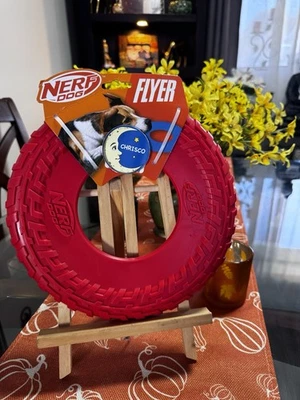 Nerf Dog Rubber Tire Flyer Dog Toy Frisbee Lightweight Durable, Red - Image 1 of 4