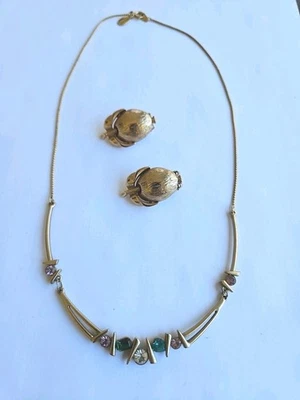 Collar Park Lane Firmado Tono Dorado Con Gemas Y Pendientes Tono Dorado  Foto 1 de 4