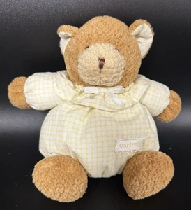 Oso de peluche vintage Carter's Prestige solo un año de peluche amarillo a cuadros sonajero - Imagen 1 de 9