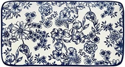 Pfaltzgraff Gabriela Azul Floral Rectángulo 14,75 Pulgadas y Blanco  Foto 1 de 4