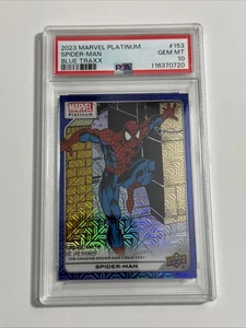 2023 Upper Deck Marvel Platinum High  Blue Traxx /499 Spider-Man #153 PSA 10 - Picture 1 of 2