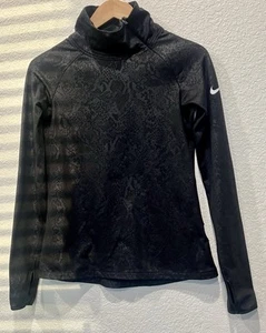 Nike Pro Dri Fit Shirt Mock Zip Up Neck Long Sleeve Snake Skin Women's Size:M - Picture 1 of 7