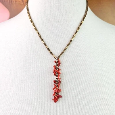 Ожерелье Kenneth Cole золотистая коробка цепочка полудрагоценный камень бусина подвеска 18 дюймов - Изображение 1 из 4