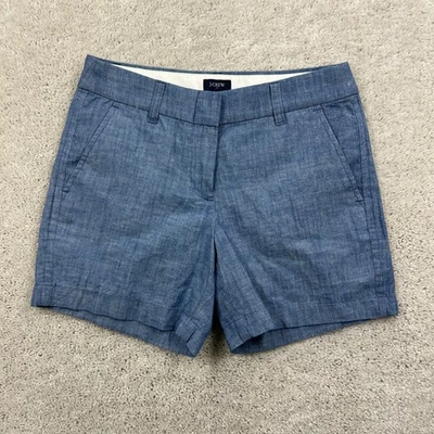 Pantalones Cortos J.CREW Mujer Talla 00 Azul Frente Plano Chino Caquis Algodón Cambray Foto 1 de 4