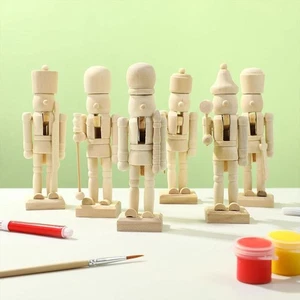 6Pcs DIY Wooden Christmas Nutcrackers Tabletop Ornaments for Festival Office - Picture 1 of 7