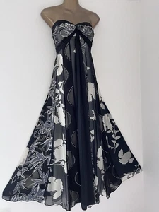 Monsoon Josephine Black Silk Maxi Strapless Evening Party Occasion Dress Size 16 - Picture 1 of 5