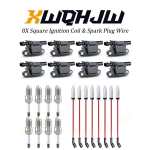 8* Ignition Coil+Spark Plug+Wire set For Cadillac Chevy Silverado 1500 GMC UF413 - Foto 1 di 11
