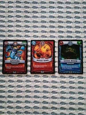 Skylanders Battlecast 3 CARDS Spitfire (Skylander), Mood Ring (Gear), Sonic Boom - Image 1 of 2