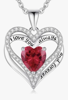 NWT Gifon S925 Sterling Silver CZ Ruby Necklace Pendant with Box - Image 1 of 4